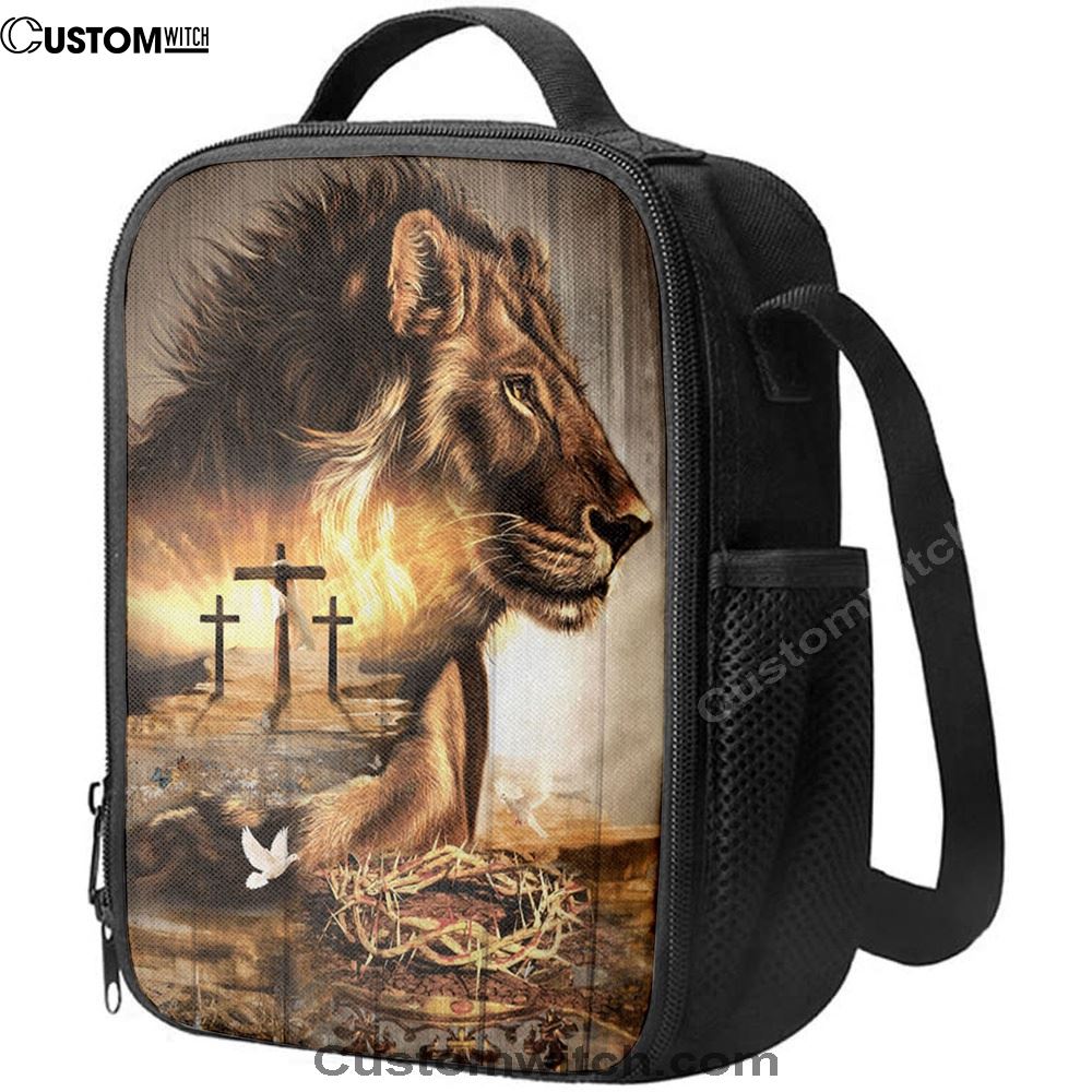 Lion Crow Of Thorns Heaven's Light The King Of All Kings Lunch Bags, Bible Verse Lunch Bag For Men And Women