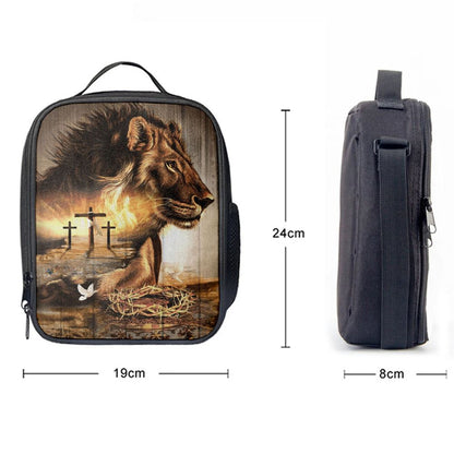 Lion Crow Of Thorns Heaven's Light The King Of All Kings Lunch Bags, Bible Verse Lunch Bag For Men And Women