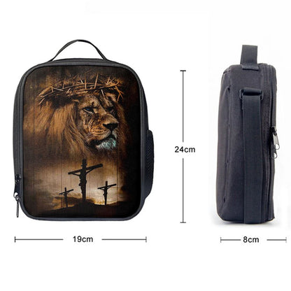 Lion Crown Of Thorn Jesus On The Cross Lunch Bag - Lion Lunch Bag, Bible Verse Lunch Bag For Men And Women
