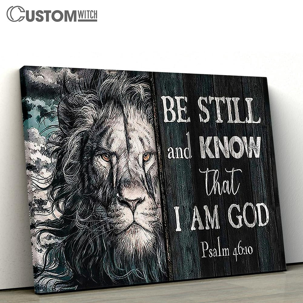Lion Face Be Still And Know Canvas Art - Lion Canvas Wall Decor