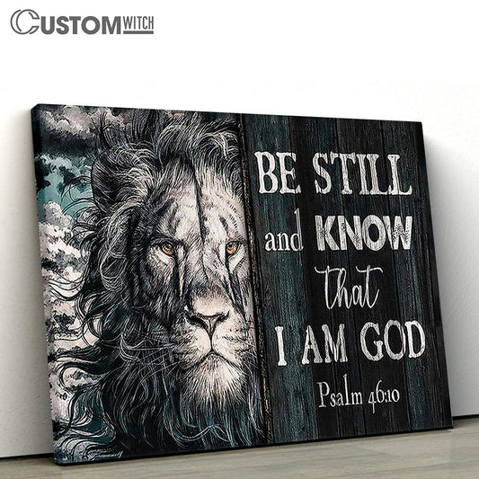Lion Face Be Still And Know Canvas Art - Lion Canvas Wall Decor