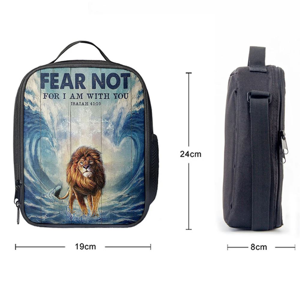 Lion Fear Not For I Am With You Lunch Bags - Lion Lunch Bag, Bible Verse Lunch Bag For Men And Women