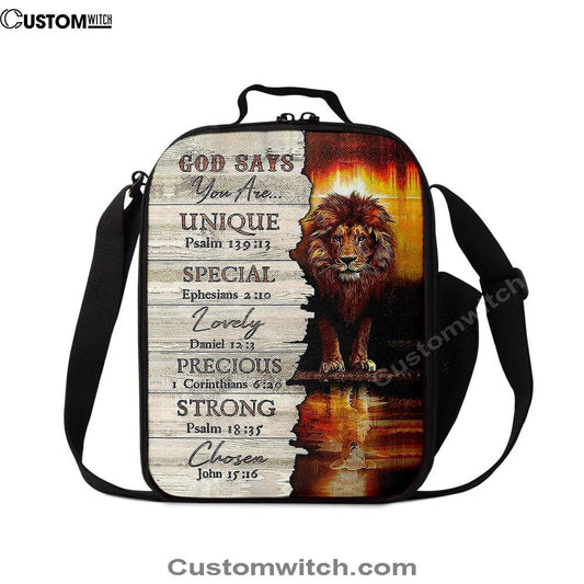 Lion God Says You Are Lunch Bags - Lion Lunch Bag, Bible Verse Lunch Bag For Men And Women