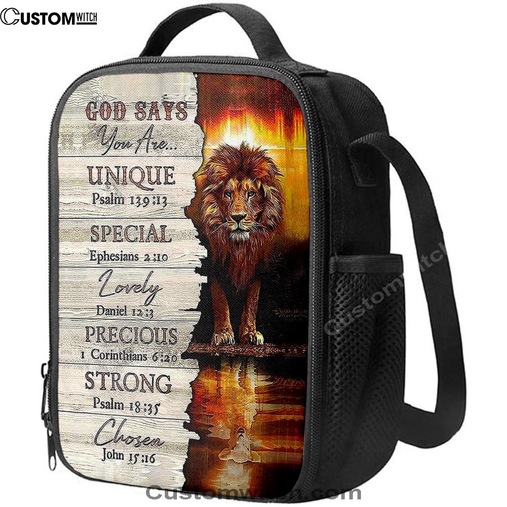 Lion God Says You Are Lunch Bags - Lion Lunch Bag, Bible Verse Lunch Bag For Men And Women