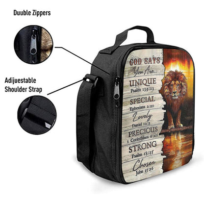 Lion God Says You Are Lunch Bags - Lion Lunch Bag, Bible Verse Lunch Bag For Men And Women