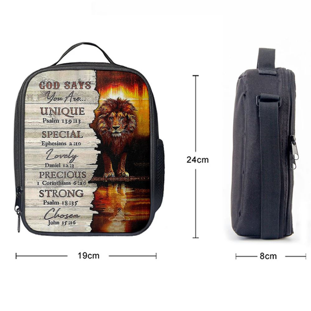 Lion God Says You Are Lunch Bags - Lion Lunch Bag, Bible Verse Lunch Bag For Men And Women