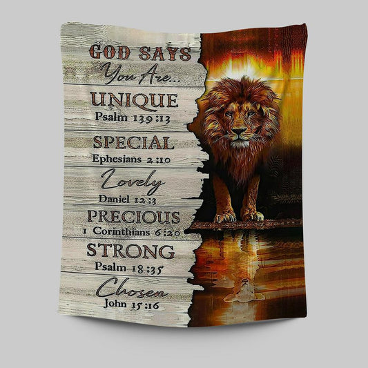 Lion God Says You Are Tapestry Prints - Lion Tapestry Art - Christian Inspirational Tapestry