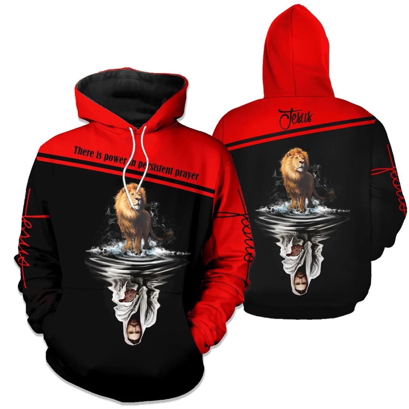 Lion & God There Is Power In Persistent Prayer God 3D Hoodie For Man And Women, Jesus Printed 3D Hoodie