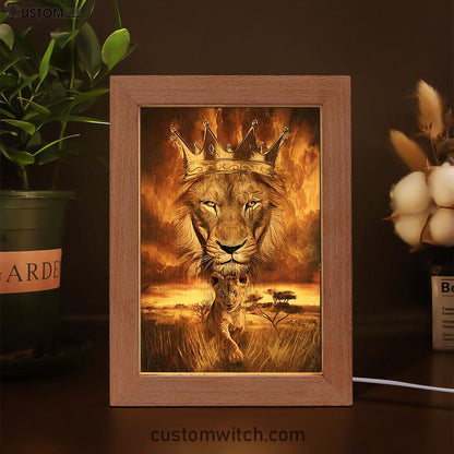 Lion Golden Crown Becoming A King Frame Lamp - Lion Frame Lamp Print - Christian Art - Religious Home Decor