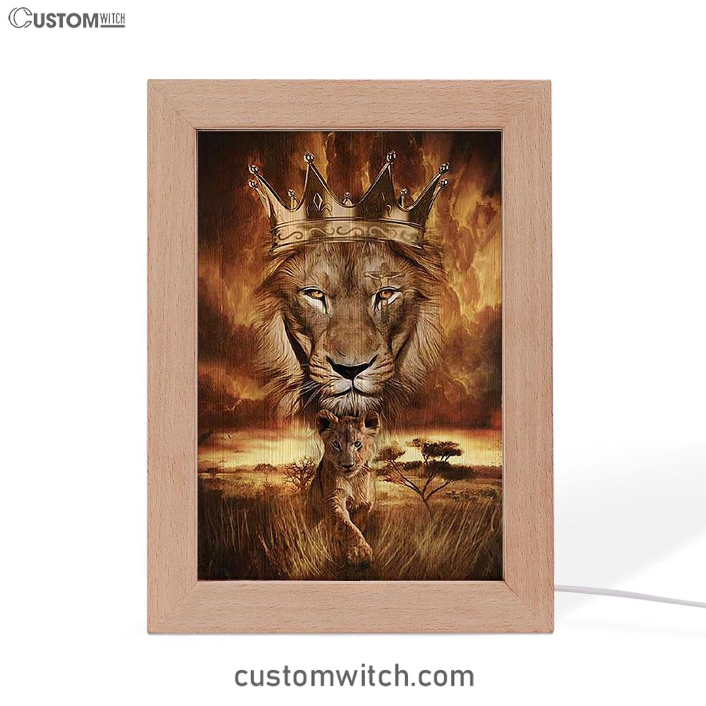 Lion Golden Crown Becoming A King Frame Lamp - Lion Frame Lamp Print - Christian Art - Religious Home Decor