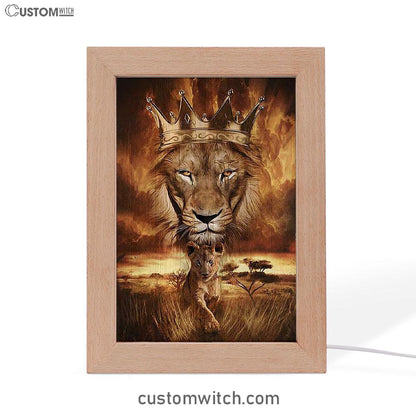 Lion Golden Crown Becoming A King Frame Lamp - Lion Frame Lamp Print - Christian Art - Religious Home Decor
