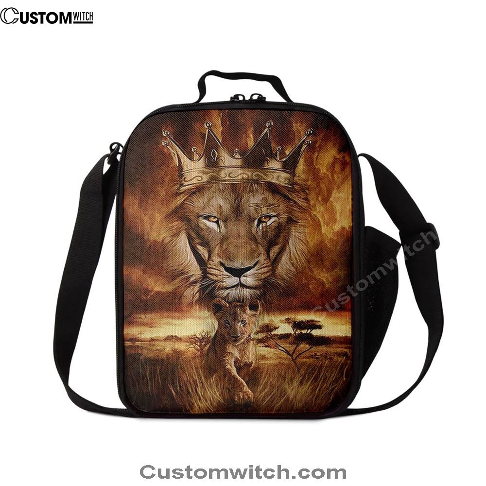 Lion Golden Crown Becoming A King Lunch Bag - Lion Lunch Bag, Bible Verse Lunch Bag For Men And Women