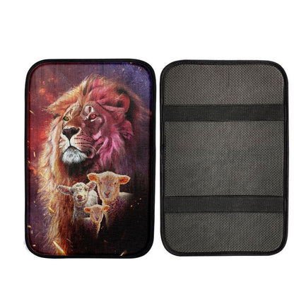 Lion Head Lamb Of God Car Armrest Pad - Lion Car Center Console Cover, Religious Car Armrest Accessories