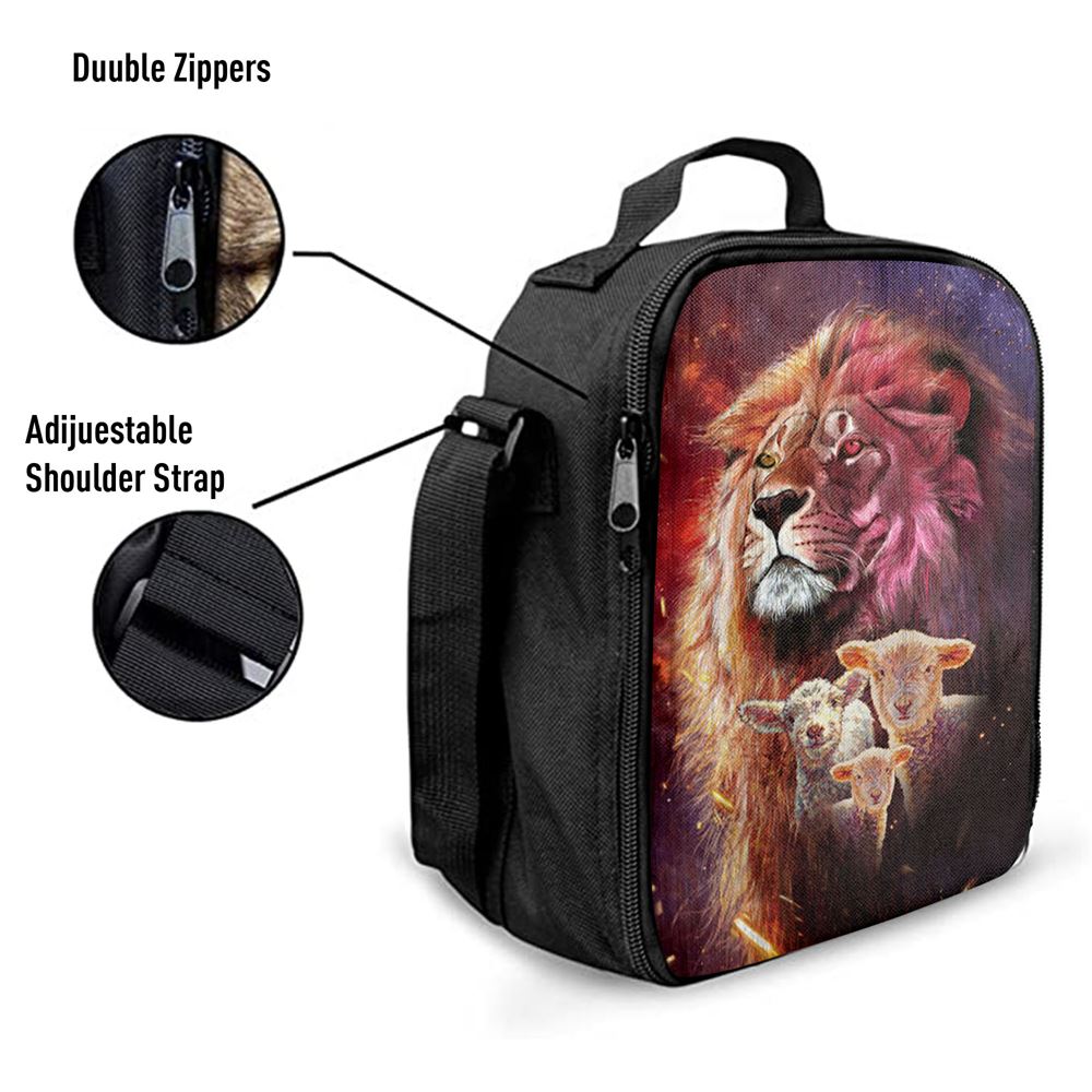 Lion Head Lamb Of God Lunch Bag - Lion Lunch Bag, Bible Verse Lunch Bag For Men And Women