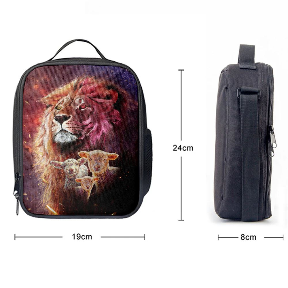 Lion Head Lamb Of God Lunch Bag - Lion Lunch Bag, Bible Verse Lunch Bag For Men And Women