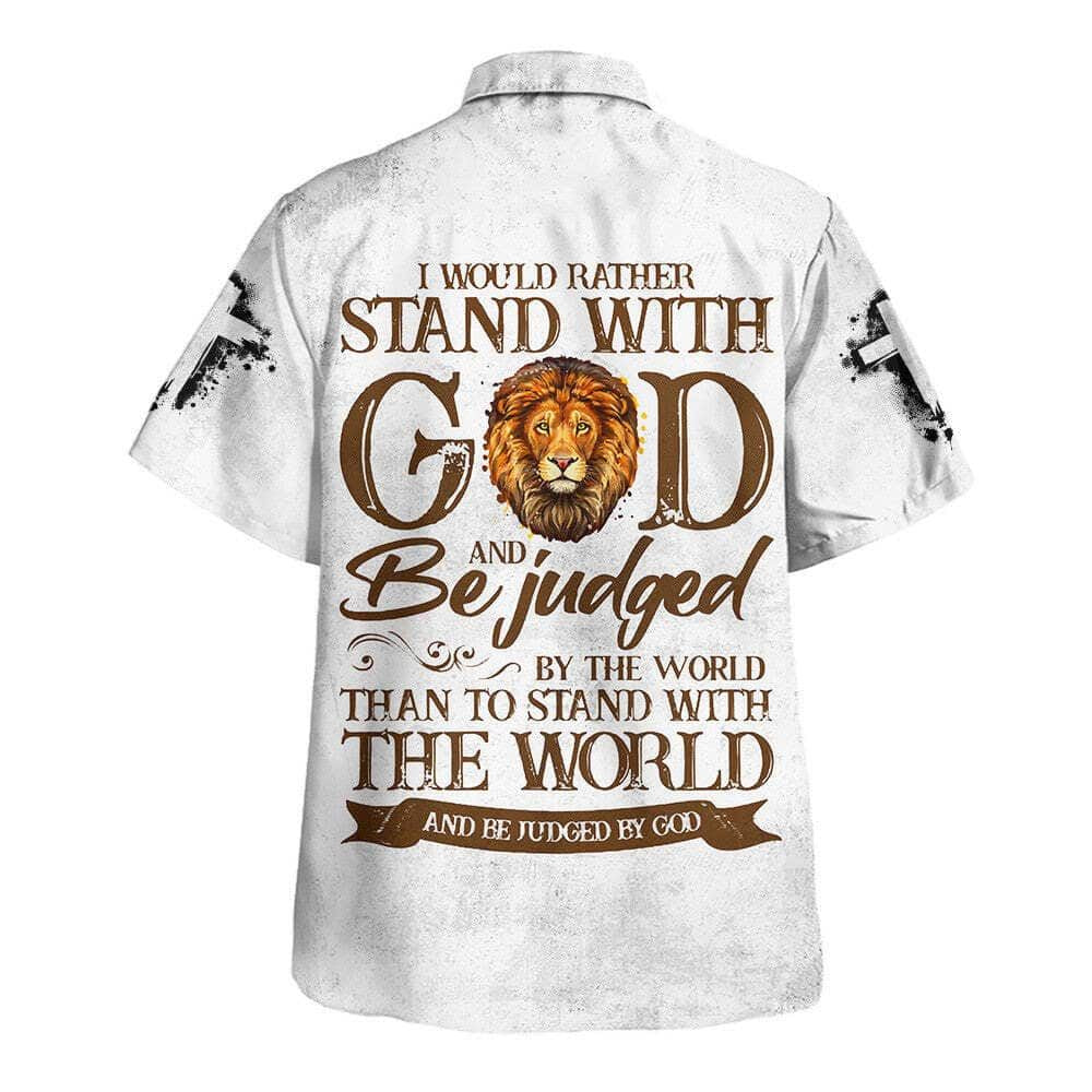 Lion I Would Rather Stand With God Hawaiian Shirt For Men, Christian Hawaiian Shirt, Gift For Christian