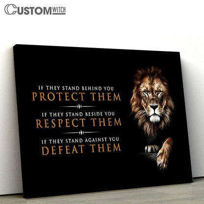 Lion If They Stand Behind You, Protect Them Canvas Art - Lion Canvas Wall Decor