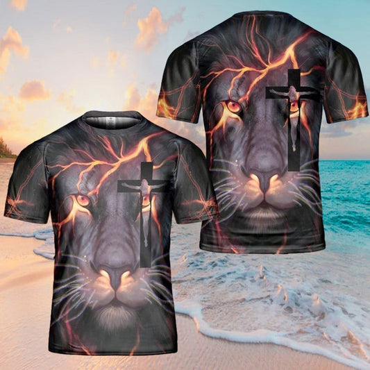 Lion Jesus Eye Jesus All Over Print 3D T Shirt For Men And Women, Christian T-Shirt, Faith Shirt