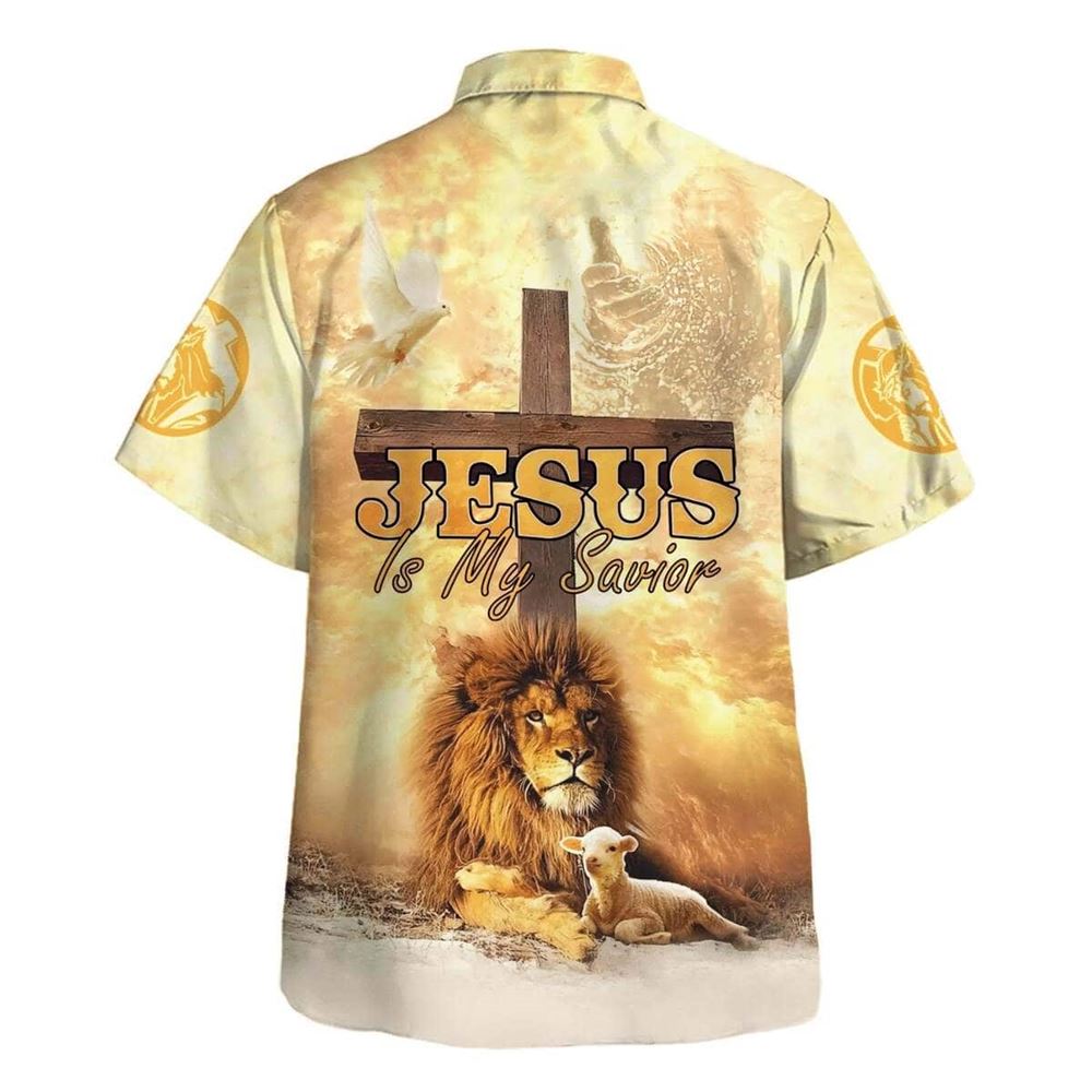 Lion Jesus Is My Savior Cross Hawaiian Shirt For Men, Christian Hawaiian Shirt, Gift For Christian