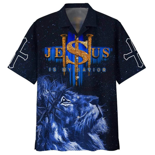 Lion Jesus Is My Savior God Christian Faith Hawaiian Shirt For Men, Christian Hawaiian Shirt, Gift For Christian