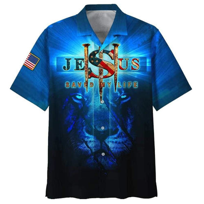 Lion Jesus Saved My Life Christian Faith Hawaiian Shirt For Men, Christian Hawaiian Shirt, Gift For Christian