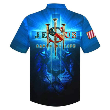 Lion Jesus Saved My Life Christian Faith Hawaiian Shirt For Men, Christian Hawaiian Shirt, Gift For Christian