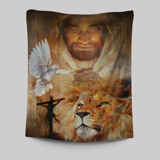 Lion King, Dove, Jesus Painting, Pray For Healing Tapestry