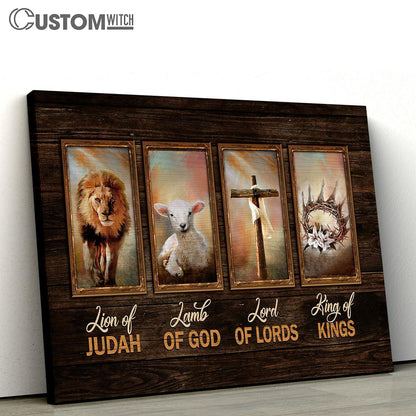 Lion King Lamb Of God Crown Of Thorn Canvas Art - Bible Verse Wall Art - Wall Decor Christian
