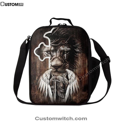 Lion Knight Of God Warrior With Wings Lunch Bag - Lion Lunch Bag, Bible Verse Lunch Bag For Men And Women