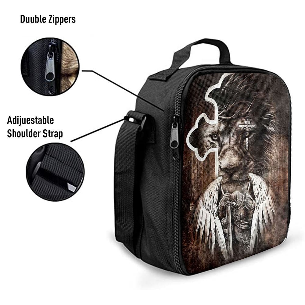 Lion Knight Of God Warrior With Wings Lunch Bag - Lion Lunch Bag, Bible Verse Lunch Bag For Men And Women