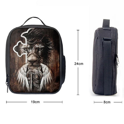 Lion Knight Of God Warrior With Wings Lunch Bag - Lion Lunch Bag, Bible Verse Lunch Bag For Men And Women
