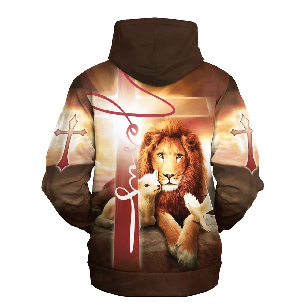 Lion Lamb And Dove 3D Hoodies Men & Women, God 3D Printed Hoodie, Christian Apparel Hoodies