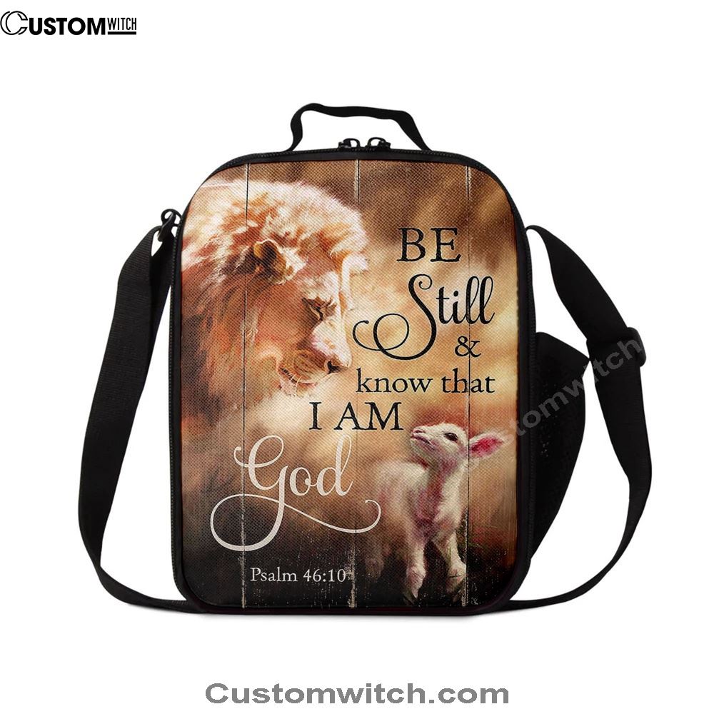 Lion Lamb Of Jesus Be Still And Know That I Am God Lunch Bag - Christian Art, Bible Verse Lunch Bag For Men And Women