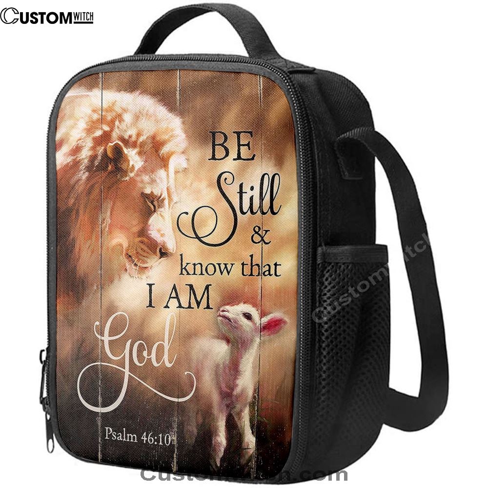 Lion Lamb Of Jesus Be Still And Know That I Am God Lunch Bag - Christian Art, Bible Verse Lunch Bag For Men And Women