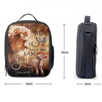 Lion Lamb Of Jesus Be Still And Know That I Am God Lunch Bag - Christian Art, Bible Verse Lunch Bag For Men And Women
