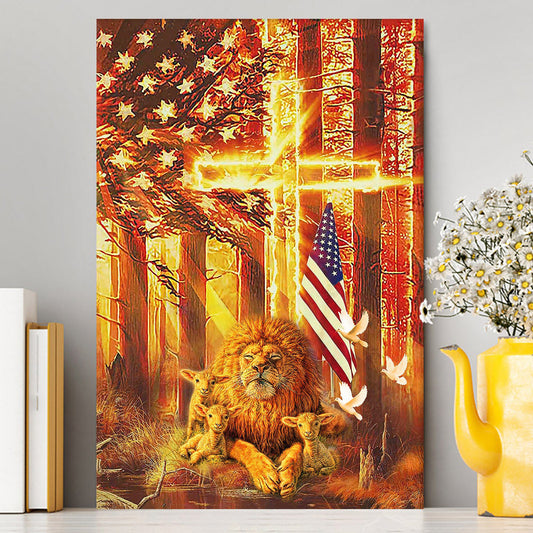 Lion & Lambs Canvas Wall Art - Christian Wall Canvas - Religious Canvas Prints
