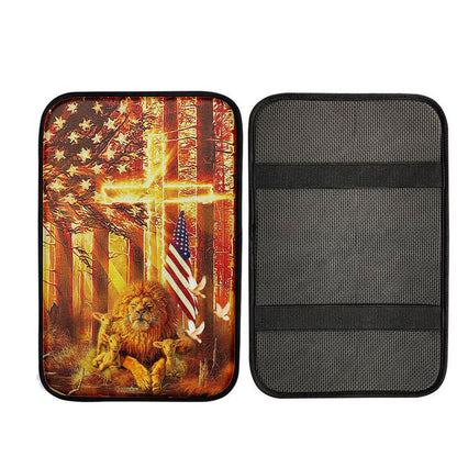 Lion & Lambs Car Center Console Cover, Religious Car Armrest Accessories