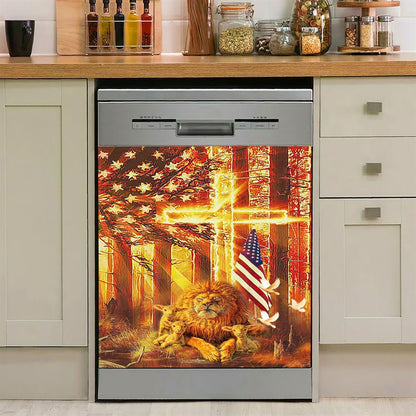 Lion & Lambs Dishwasher Cover, Christian Dishwasher Wrap, Religious Kitchen Decoration