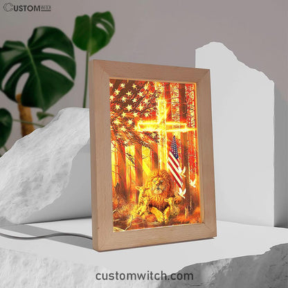 Lion & Lambs Frame Lamp Art - Christian Frame Lamp - Religious Gifts Night Light
