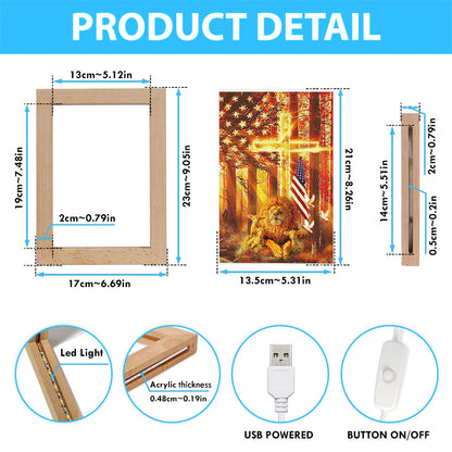 Lion & Lambs Frame Lamp Art - Christian Frame Lamp - Religious Gifts Night Light
