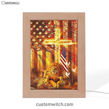 Lion & Lambs Frame Lamp Art - Christian Frame Lamp - Religious Gifts Night Light