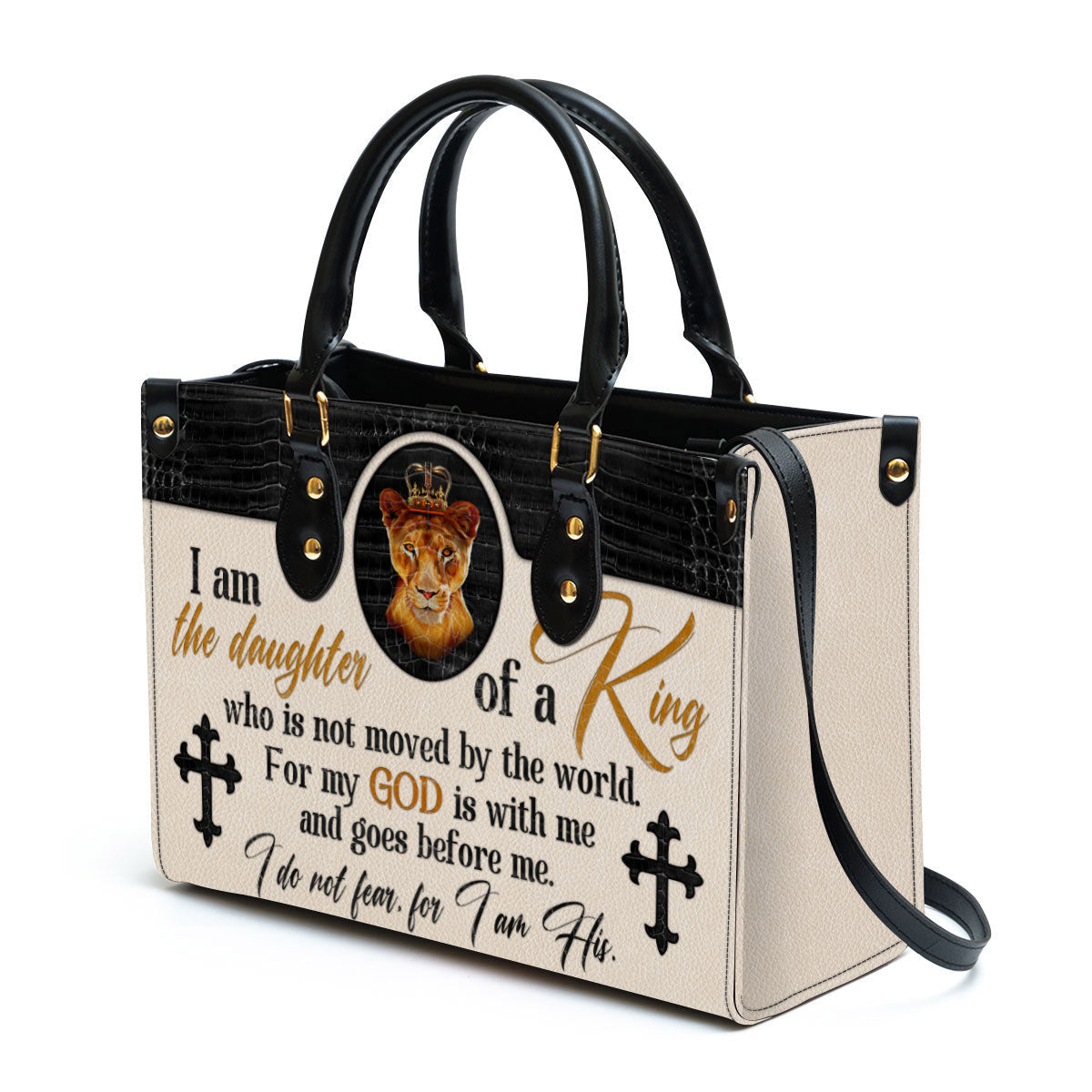 Lion Leather Handbag, I Am The Daughter Of A King Who Is Not Moved By The World Leather Bag, Women Pu Leather Bag
