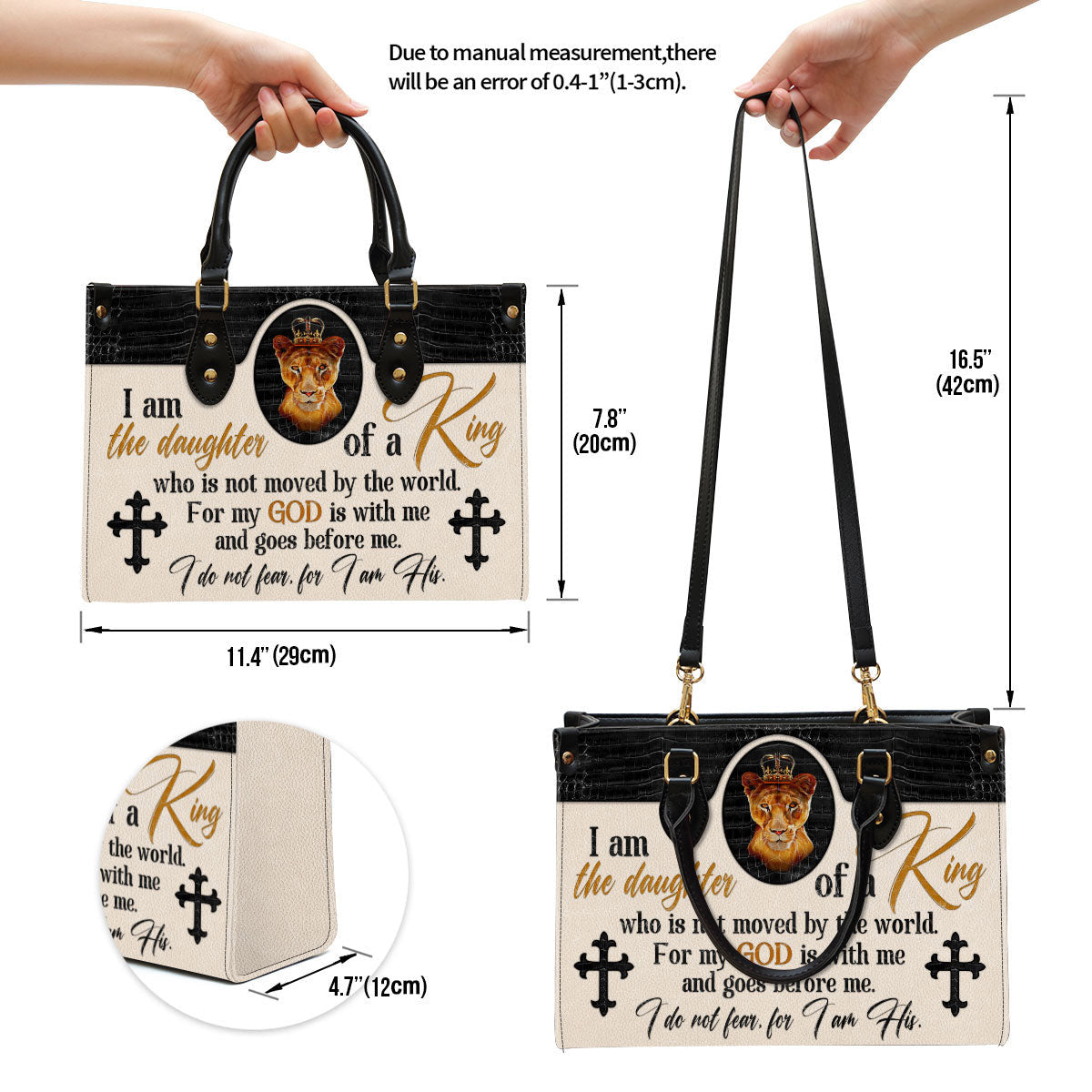 Lion Leather Handbag, I Am The Daughter Of A King Who Is Not Moved By The World Leather Bag, Women Pu Leather Bag