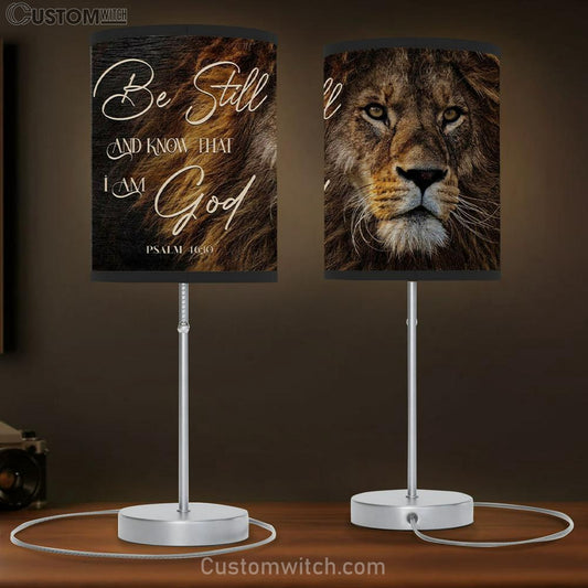 Lion Of Judah - Be Still And Know That I Am God Table Lamb Gift - Christian Bedroom Decor