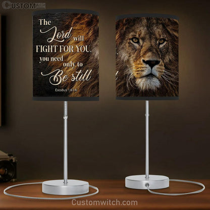 Lion Of Judah - Exodus 1414 The Lord Will Fight For You Table Lamb Gift - Christian Bedroom Decor