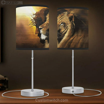 Lion Of Judah And Jesus Large Table Lamb - Christian Table Lamb Prints - Religious Table Lamb Art