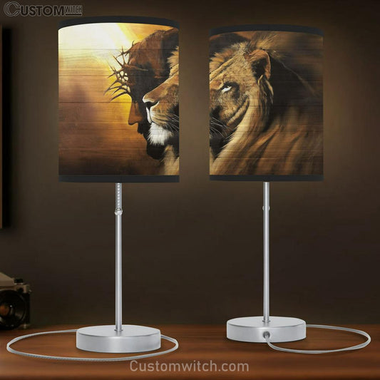 Lion Of Judah And Jesus Large Table Lamb - Christian Table Lamb Prints - Religious Table Lamb Art