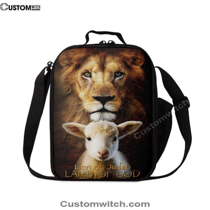 Lion Of Judah And Lamb Of God Stand Together Lunch Bag, Bible Verse Lunch Bag For Men And Women