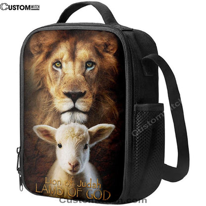 Lion Of Judah And Lamb Of God Stand Together Lunch Bag, Bible Verse Lunch Bag For Men And Women