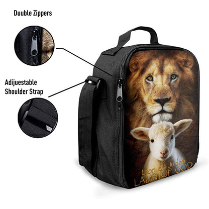 Lion Of Judah And Lamb Of God Stand Together Lunch Bag, Bible Verse Lunch Bag For Men And Women